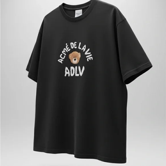 Black ACNE DE LA VIE ADLV Black Teddy Cotton Oversized Graphic Tee Mens1 Med/Lg - Picture 3 of 12